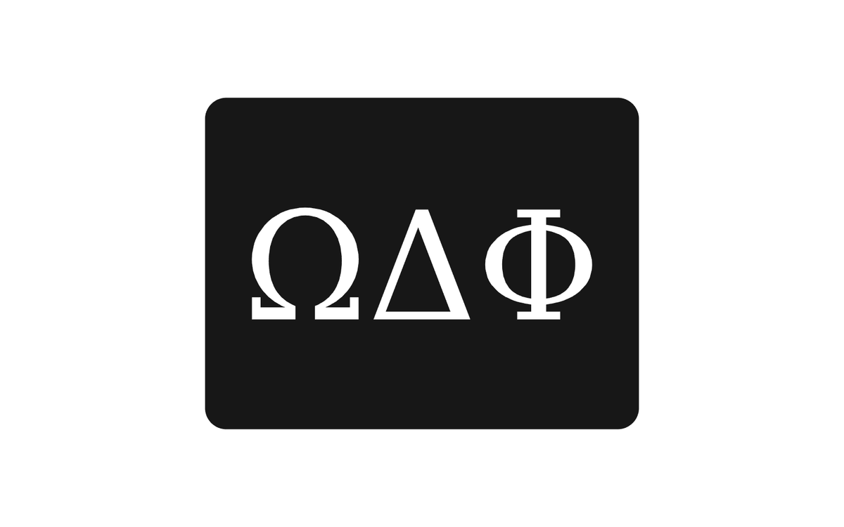 Omega Delta Phi Greek Letter Hitch Cover Black White 2 Inch Receiver