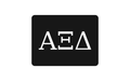 Alpha Xi Delta Greek Letter Hitch Cover Black White 2 Inch Receiver