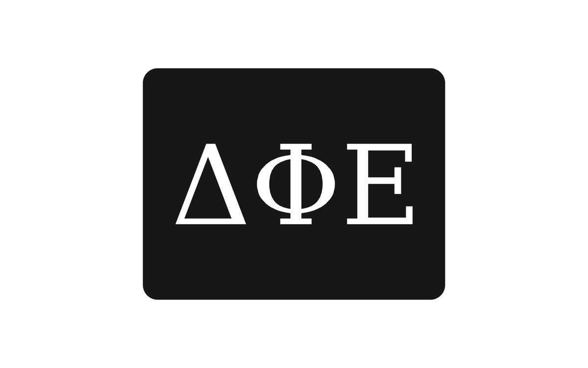 Delta Phi Epsilon Greek Letter Hitch Cover Black White 2 Inch Receiver