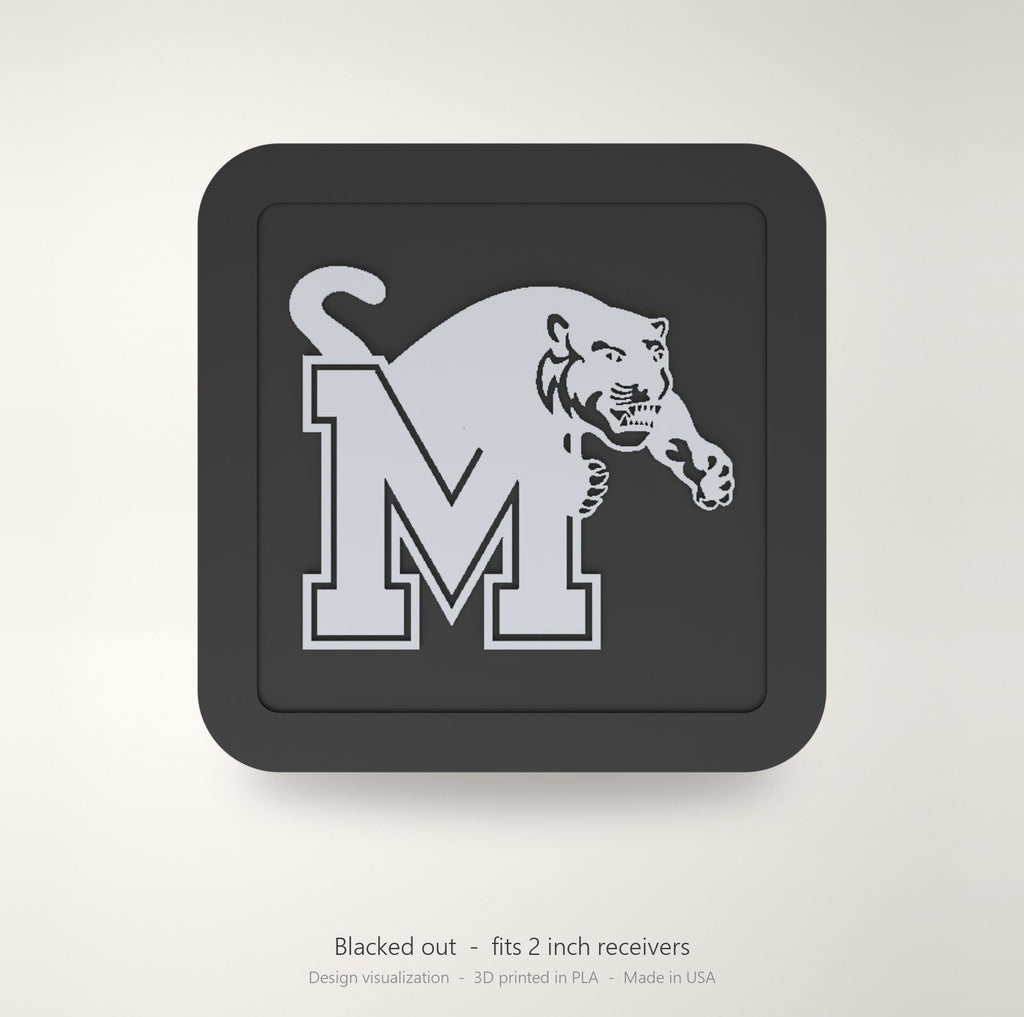 Memphis Tigers Blackout Trailer Hitch Cover 2 Inch Receiver Black