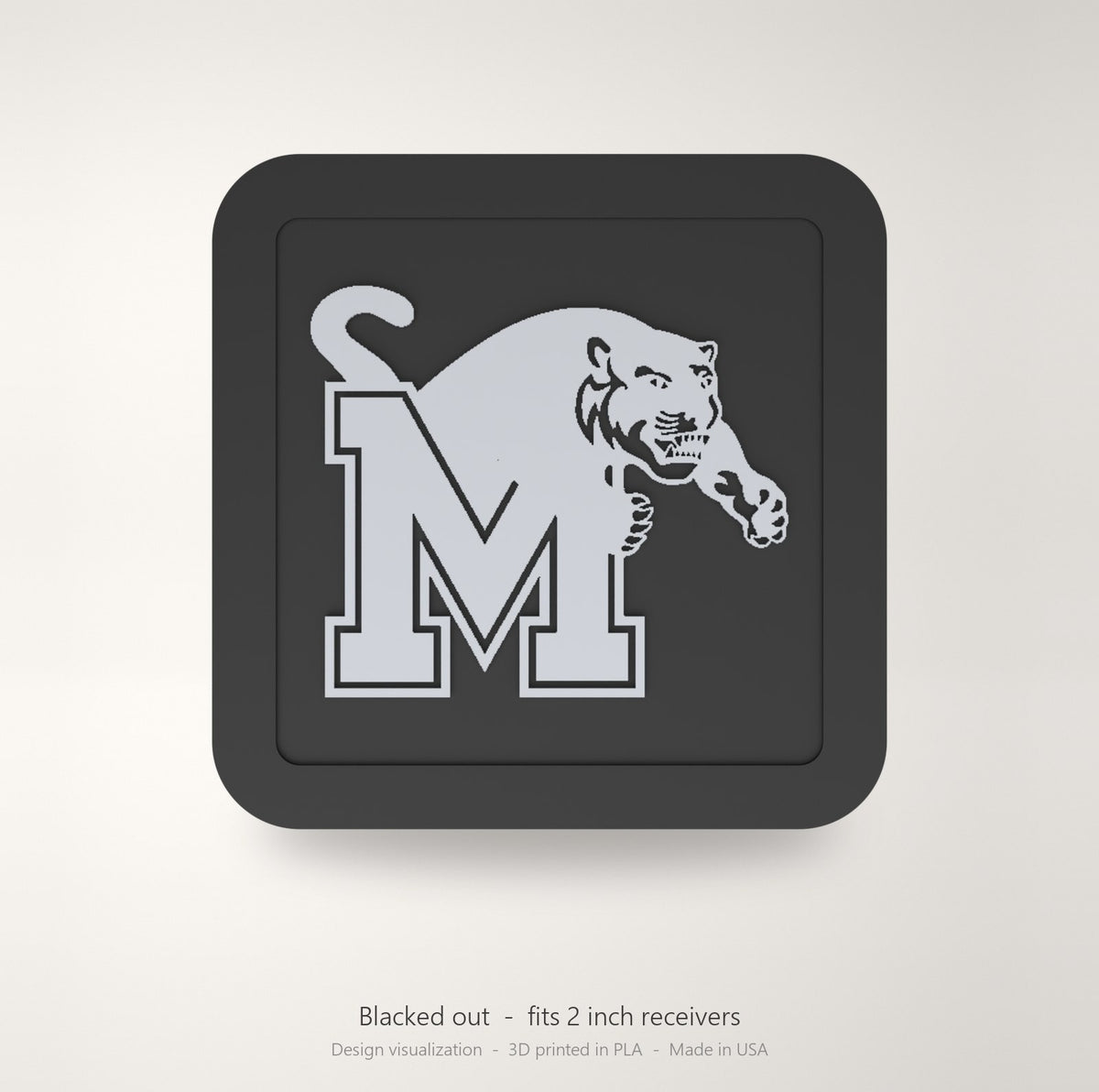 Memphis Tigers Blackout Trailer Hitch Cover 2 Inch Receiver Black