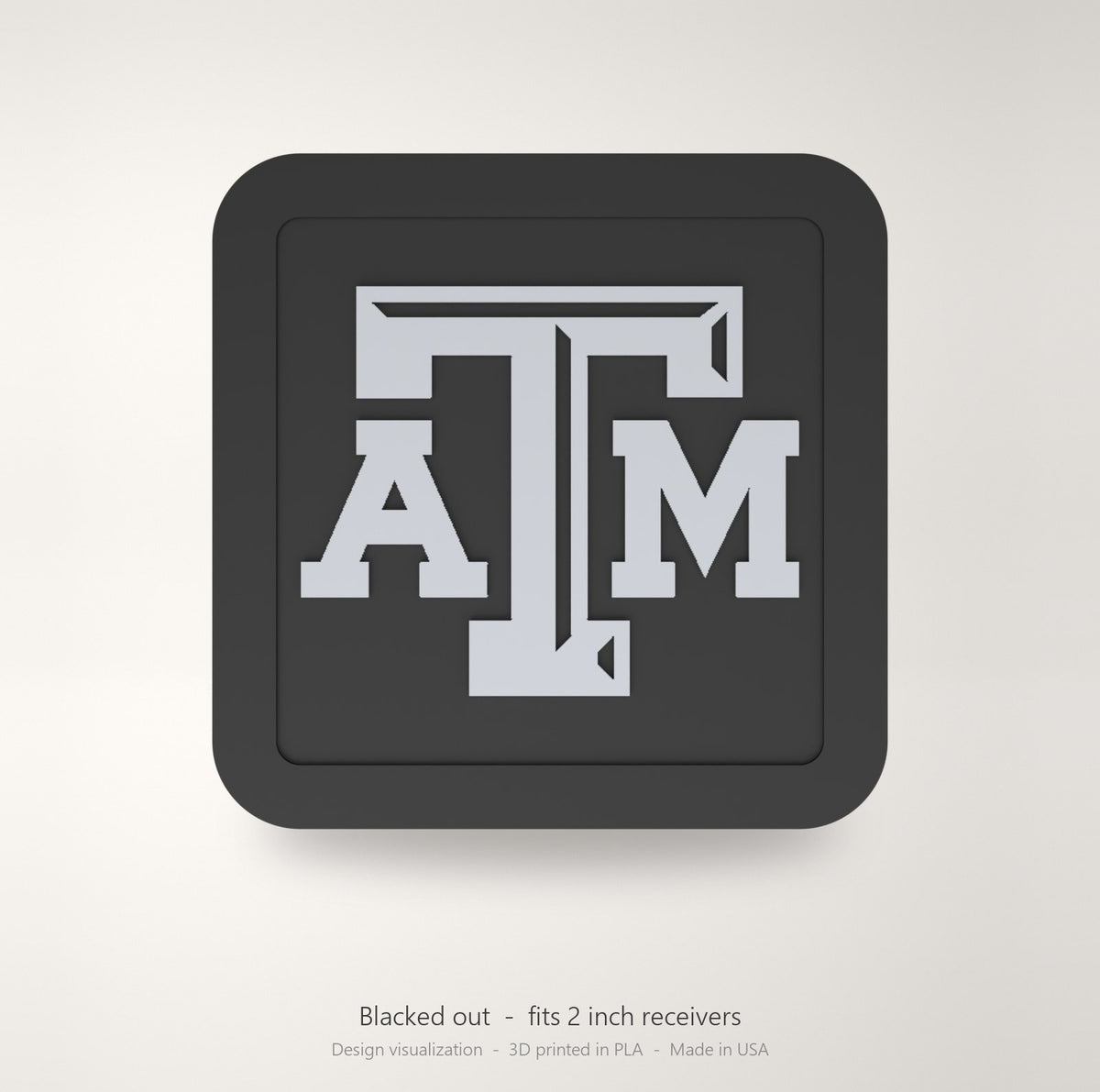 Texas A&M Aggies Blackout Trailer Hitch Cover 2 Inch Receiver Black