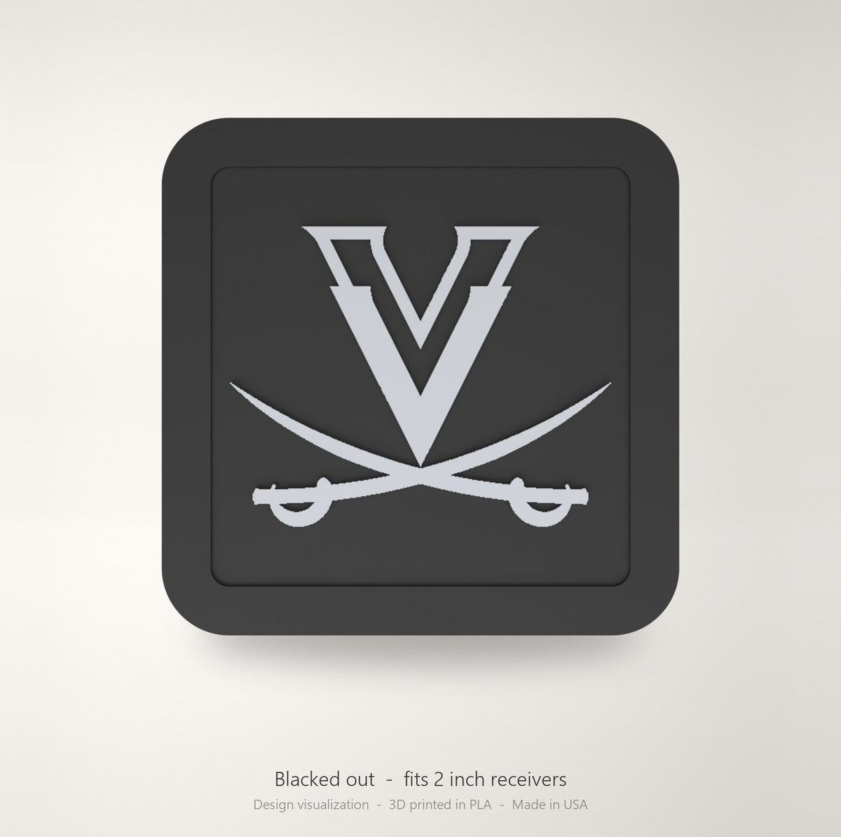 Virginia Cavaliers UVA Blackout Trailer Hitch Cover 2 Inch Receiver Black