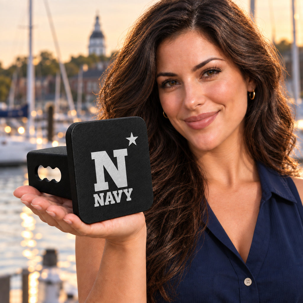 Navy Midshipmen Black Silver Blackout Trailer Hitch Cover 2 Inch Receiver