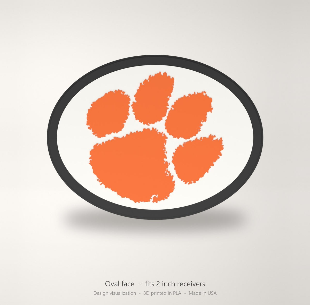 Clemson Tigers Trailer Hitch Cover 2 Inch Receiver Blackout Oval