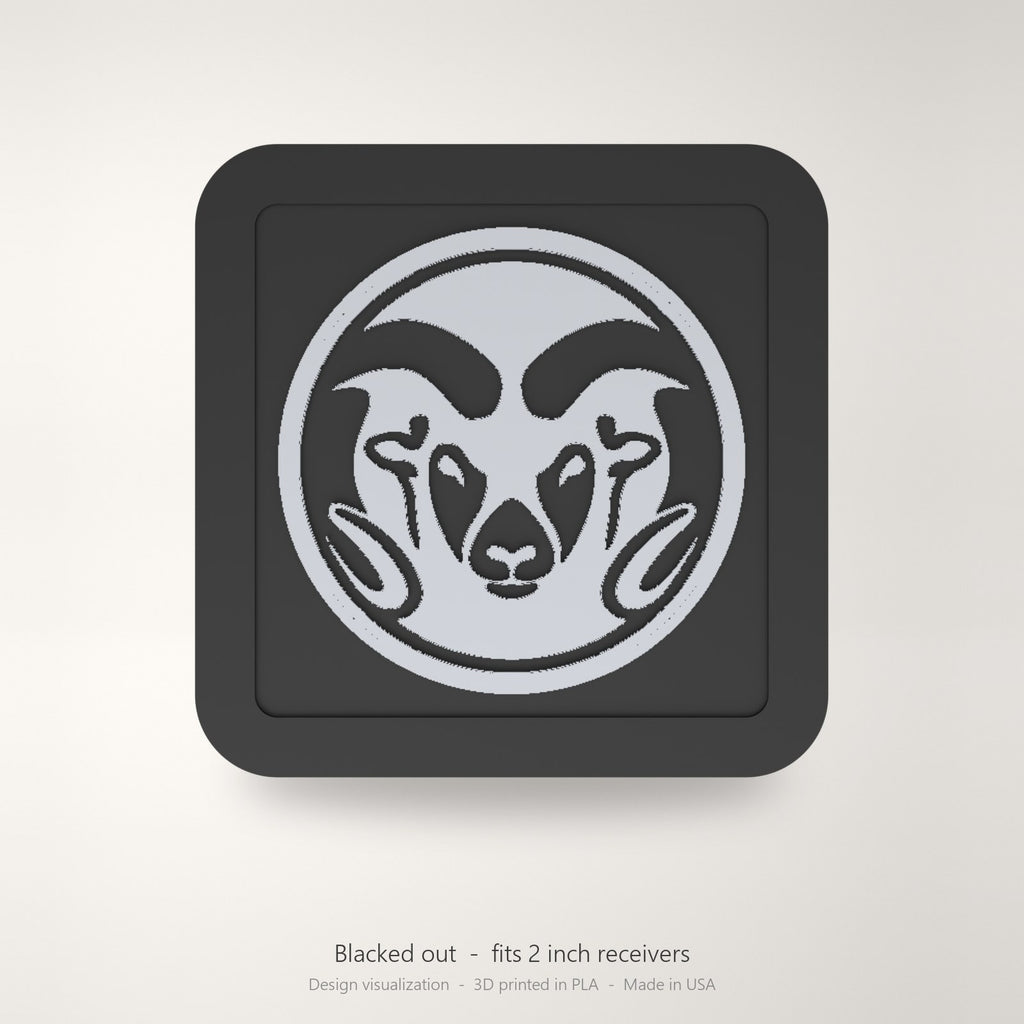Colorado State Rams CSU Blackout Trailer Hitch Cover 2 Inch Receiver Black