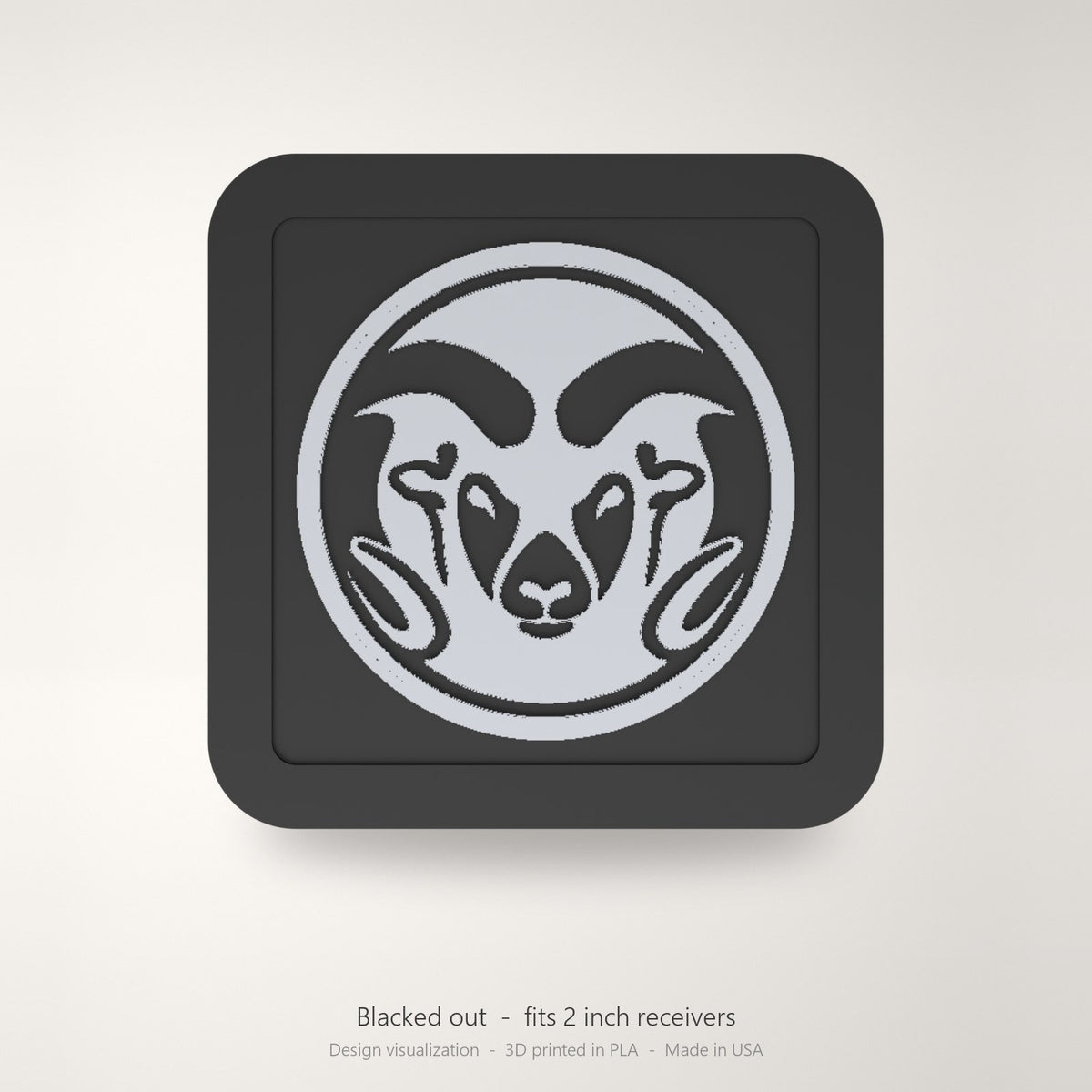 Colorado State Rams CSU Blackout Trailer Hitch Cover 2 Inch Receiver Black