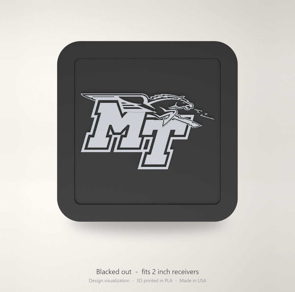 Middle Tennessee Blue Raiders MTSU Blackout Trailer Hitch Cover 2 Inch Receiver