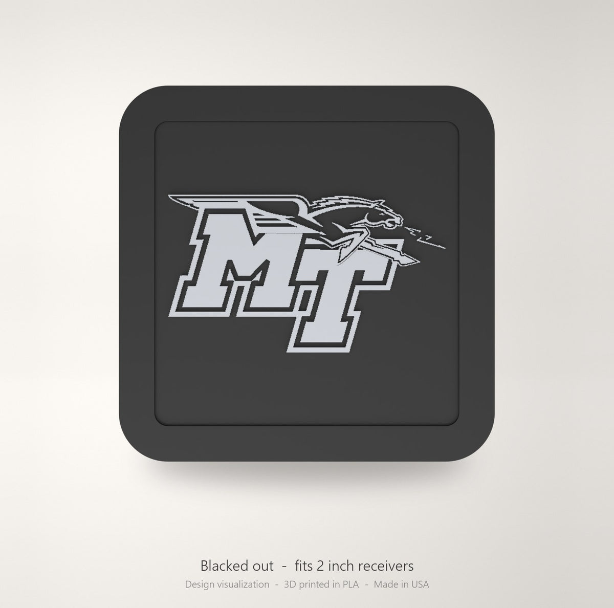 Middle Tennessee Blue Raiders MTSU Blackout Trailer Hitch Cover 2 Inch Receiver