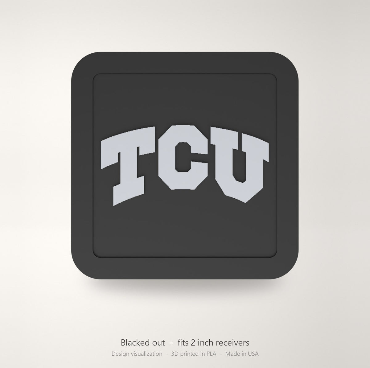 TCU Horned Frogs Blackout Trailer Hitch Cover 2 Inch Receiver Black