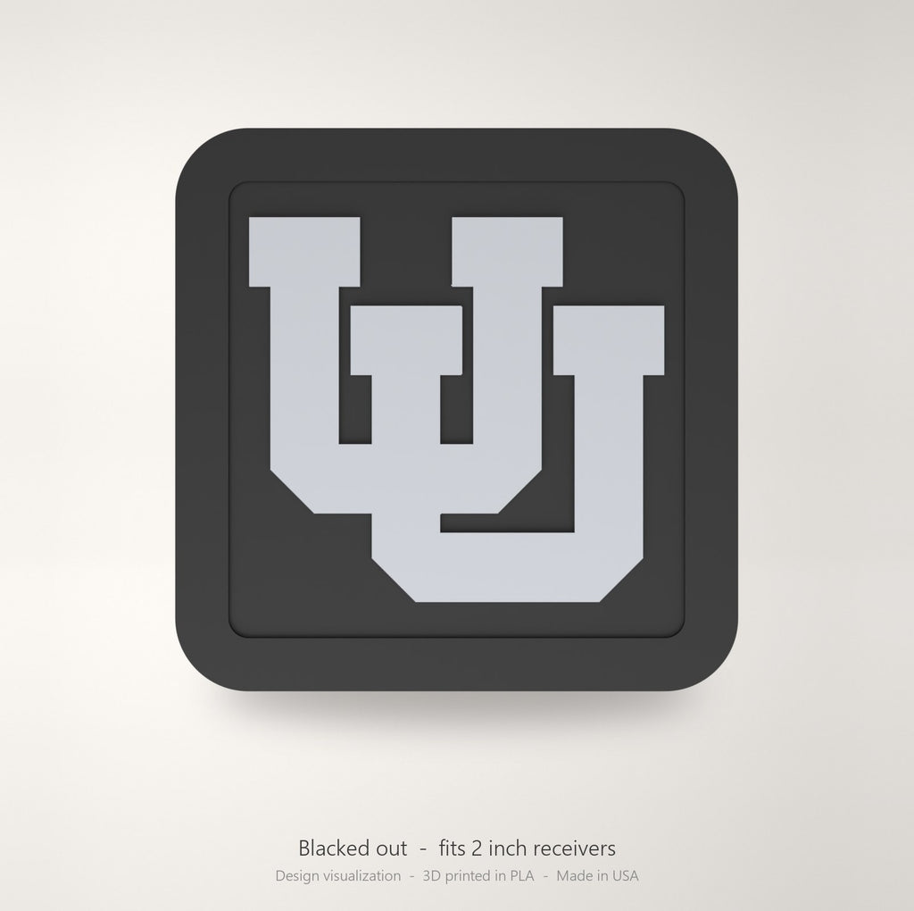 Utah Utes Blackout Trailer Hitch Cover 2 Inch Receiver Black Gray