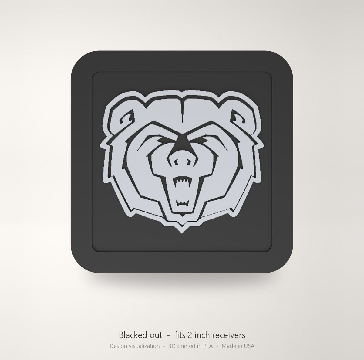 Missouri State Bears Blackout Trailer Hitch Cover 2 Inch Receiver Black