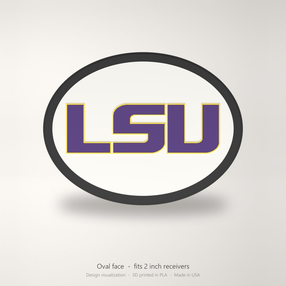 LSU Tigers Trailer Hitch Cover 2 Inch Receiver Blackout Oval
