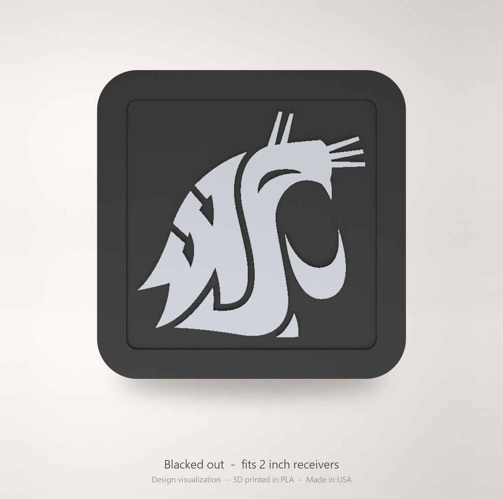 Washington State Cougars WSU Blackout Trailer Hitch Cover 2 Inch Receiver