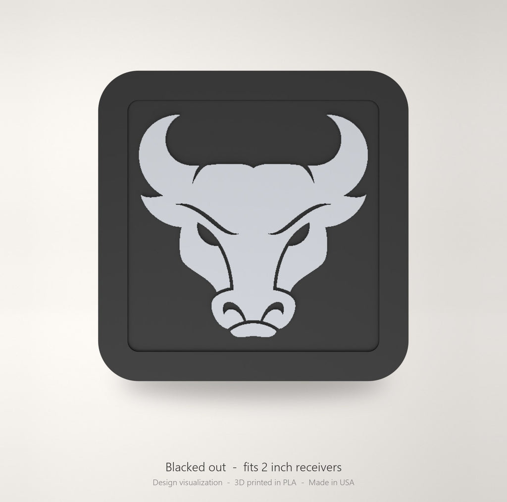 Buffalo Bulls Blackout Trailer Hitch Cover 2 Inch Receiver Black