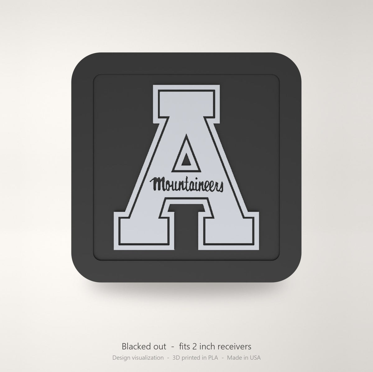 App State Mountaineers Blackout Trailer Hitch Cover 2 Inch Receiver