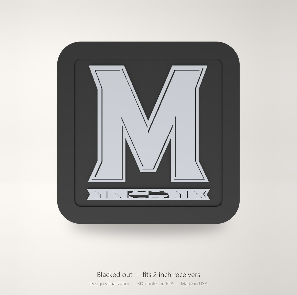 Maryland Terrapins Terps Blackout Trailer Hitch Cover 2 Inch Receiver Black
