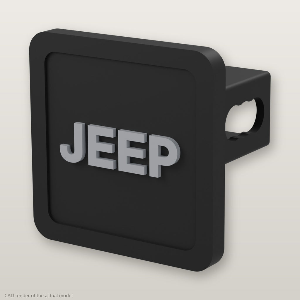 Jeep Trailer Hitch Cover 2 Inch 1.25 Inch Receiver Plug Raised Letters Blackout