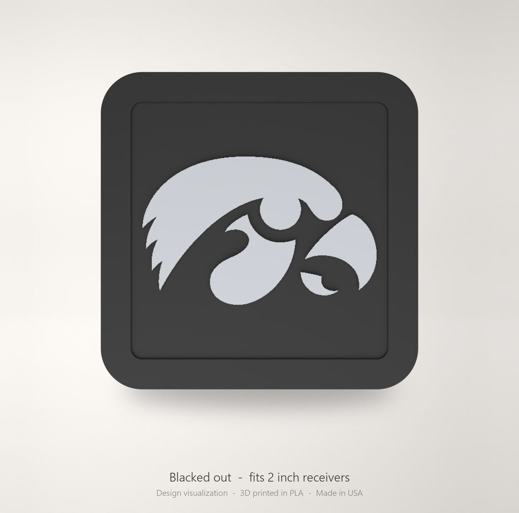 Iowa Hawkeyes Blackout Trailer Hitch Cover 2 Inch Receiver Black