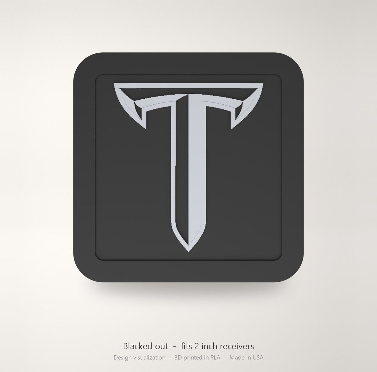 Troy Trojans Blackout Trailer Hitch Cover 2 Inch Receiver Black