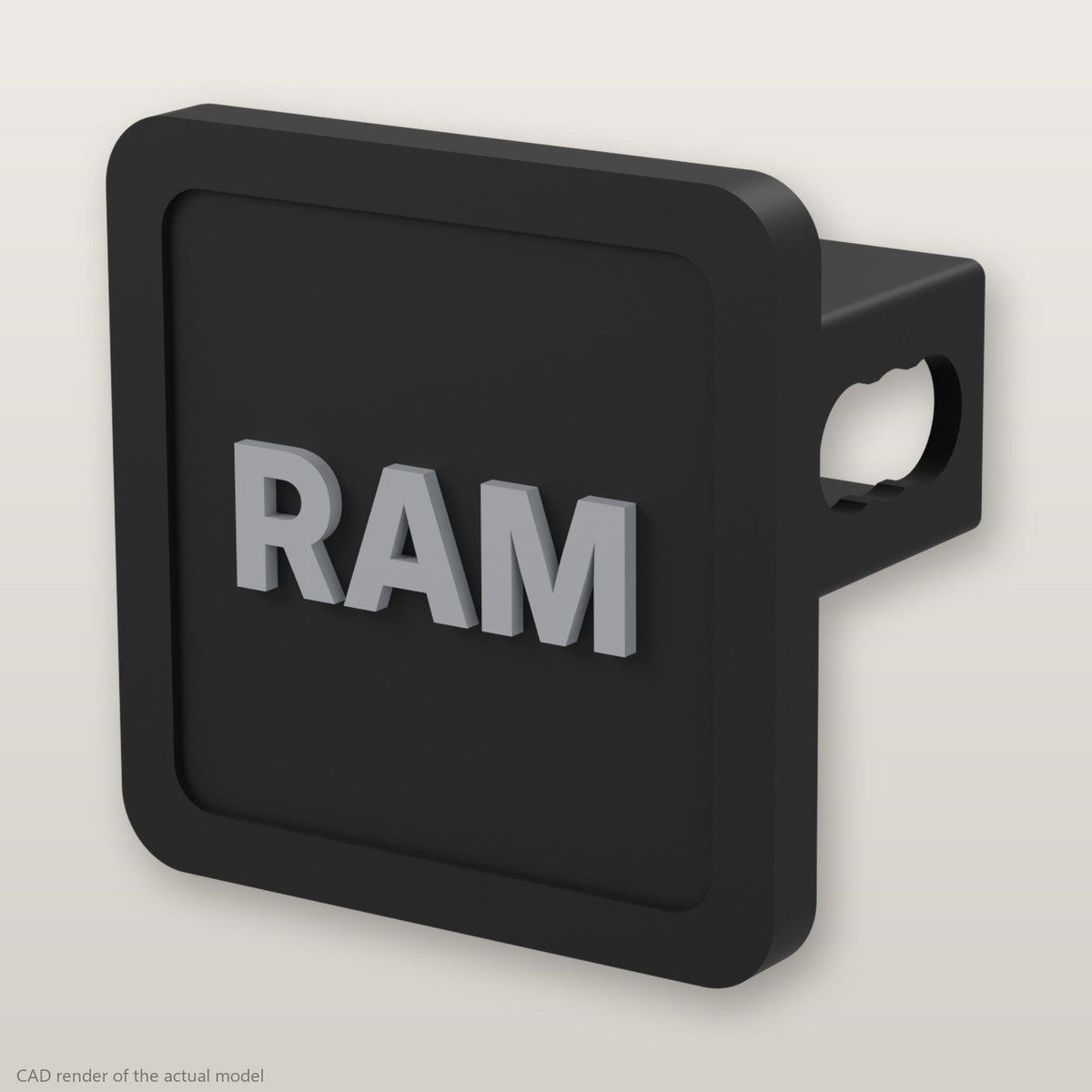 Ram Trailer Hitch Cover 2 Inch 1.25 Inch Receiver Plug Raised Letters Blackout