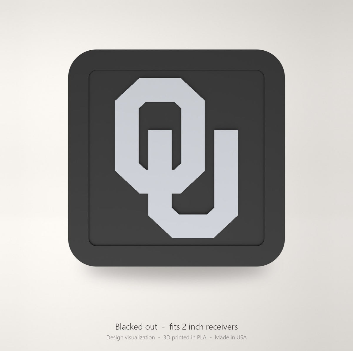 Oklahoma Sooners OU Blackout Trailer Hitch Cover 2 Inch Receiver Black