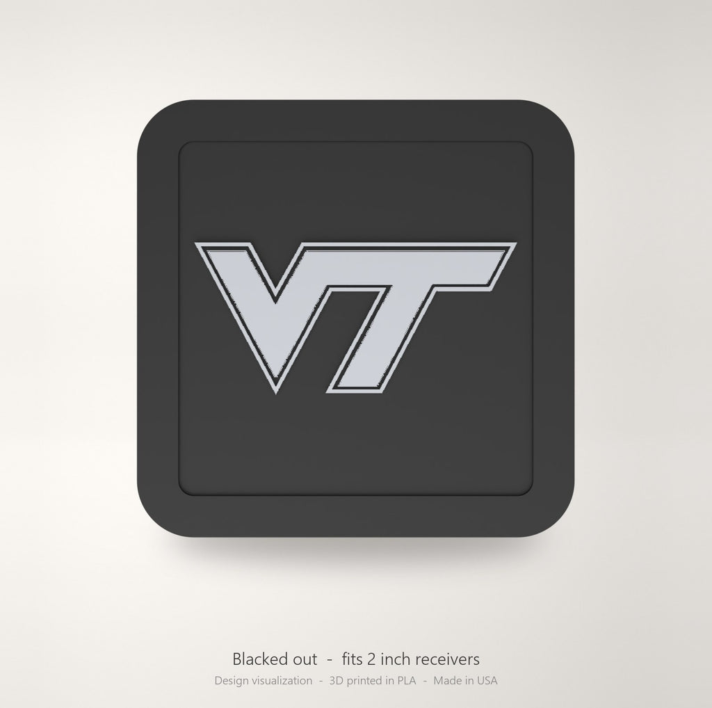 Virginia Tech Hokies VT Blackout Trailer Hitch Cover 2 Inch Receiver Black