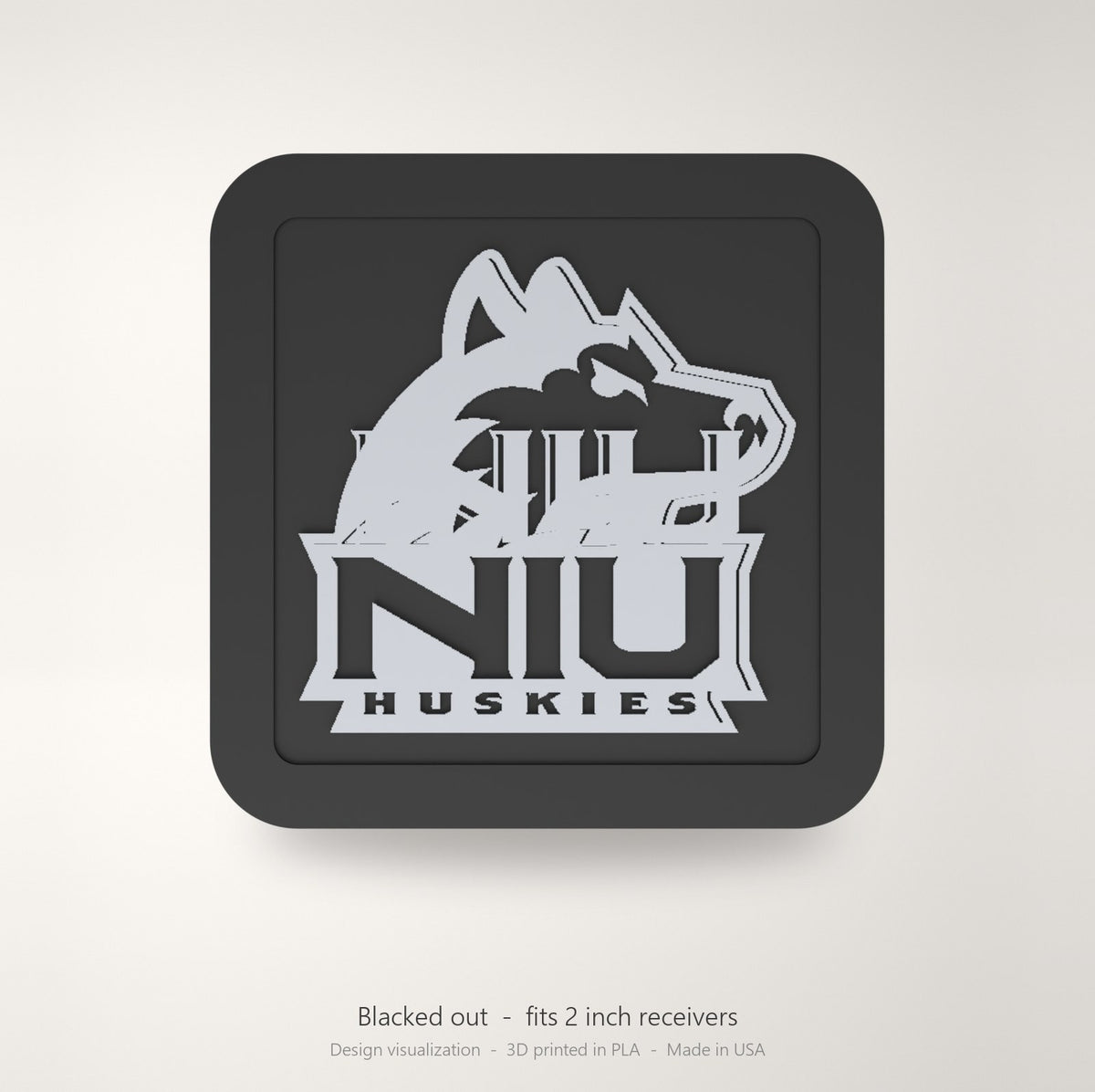 Northern Illinois Huskies NIU Blackout Trailer Hitch Cover 2 Inch Receiver