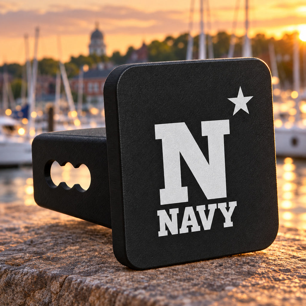 Navy Midshipmen Black Silver Blackout Trailer Hitch Cover 2 Inch Receiver