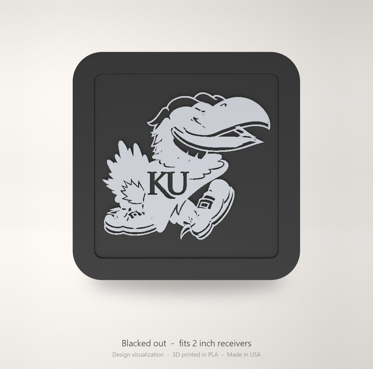 Kansas Jayhawks KU Blackout Trailer Hitch Cover 2 Inch Receiver Black