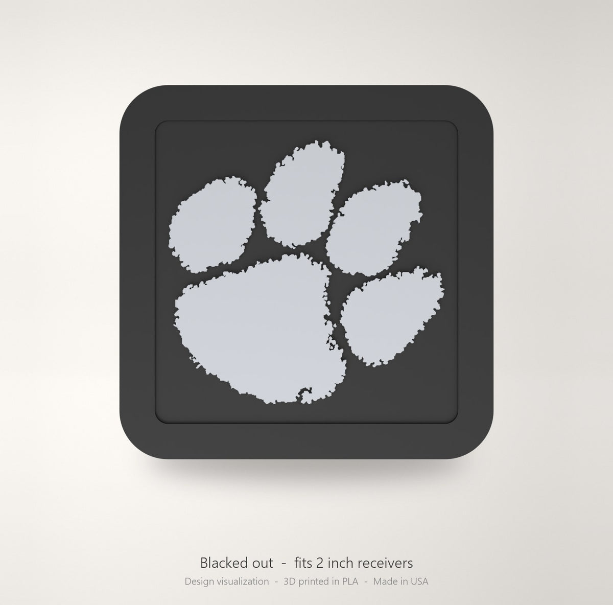 Clemson Tigers Trailer Hitch Cover 2 Inch Receiver Blackout Oval