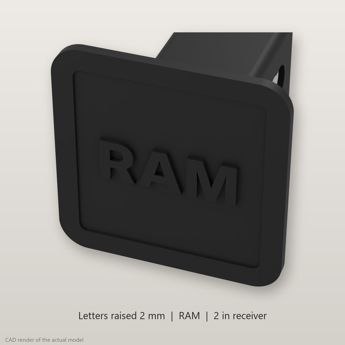 Ram Trailer Hitch Cover 2 Inch 1.25 Inch Receiver Plug Raised Letters Blackout