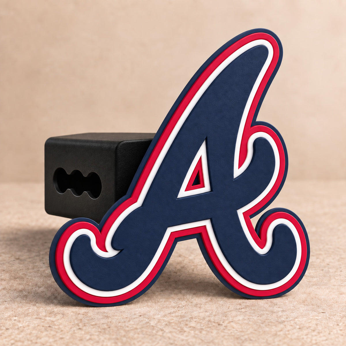 Atlanta Braves A MLB Trailer Hitch Cover 2 Inch Receiver Navy Blue Red White