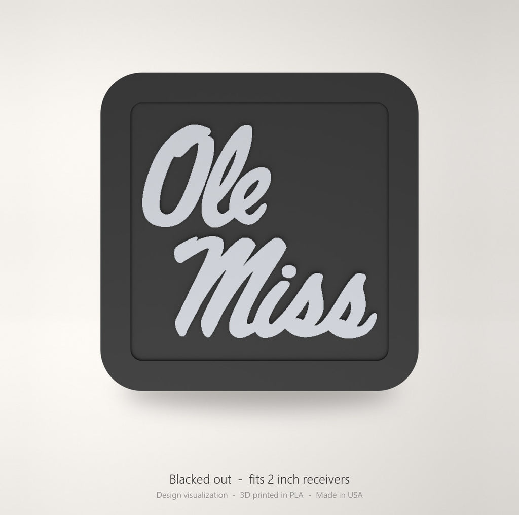 Ole Miss Rebels Blackout Trailer Hitch Cover 2 Inch Receiver Black