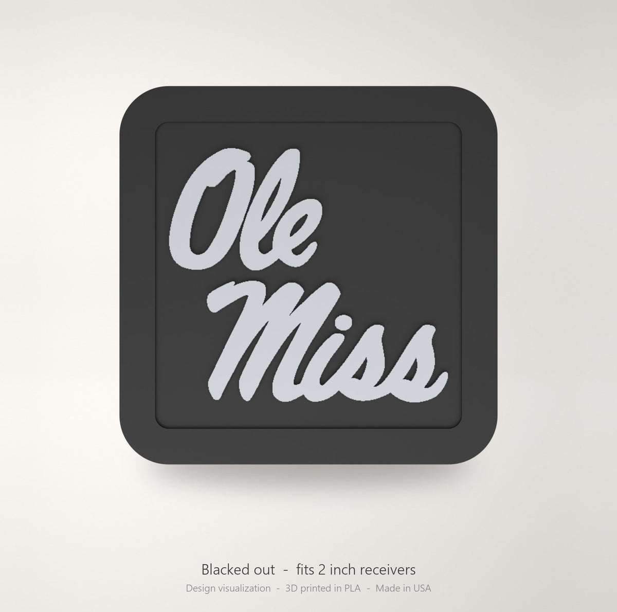 Ole Miss Rebels Blackout Trailer Hitch Cover 2 Inch Receiver Black