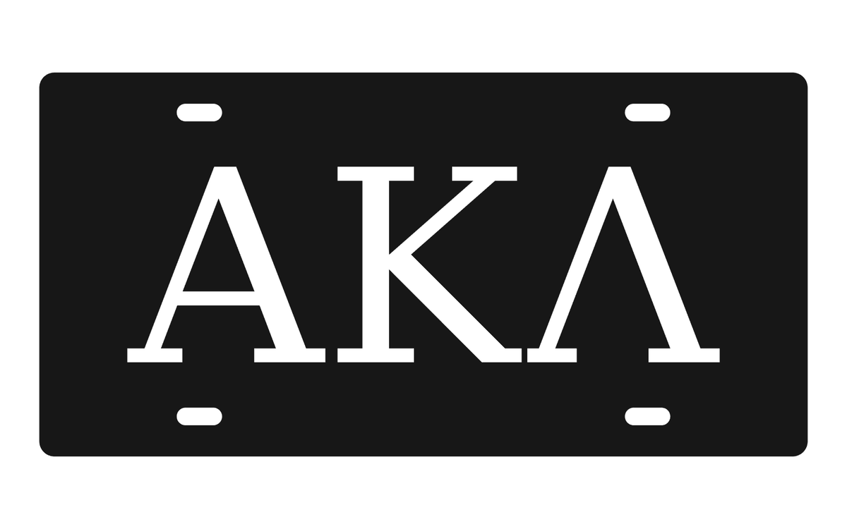 Alpha Kappa Lambda Greek Letters Car Tag 12x6 Black White License Plate