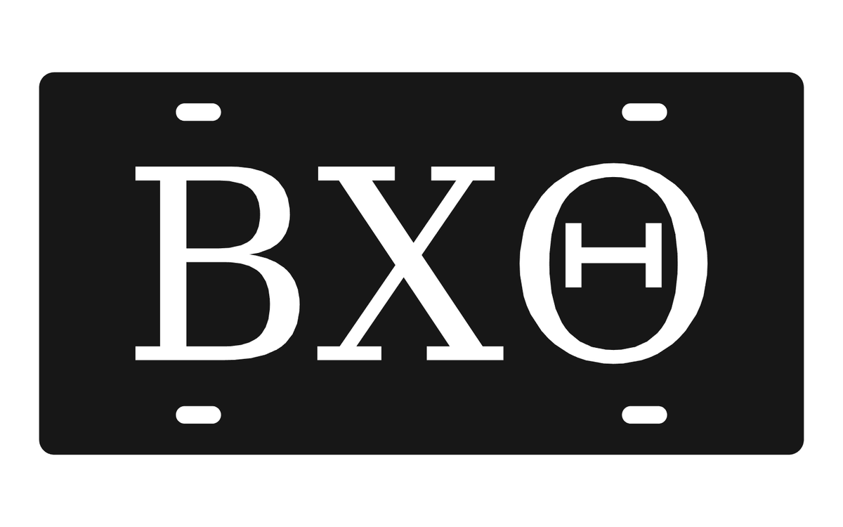 Beta Chi Theta Greek Letters Car Tag 12x6 Black White License Plate