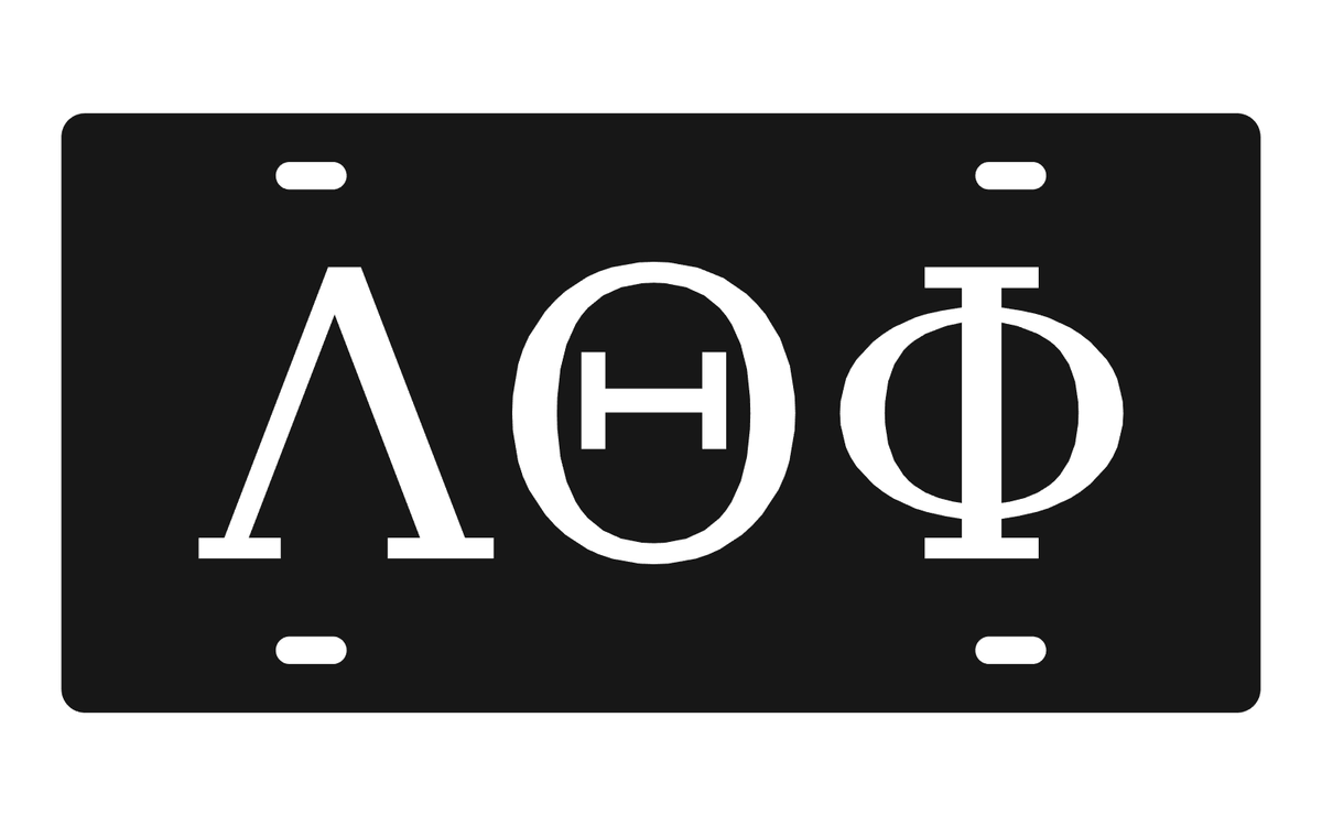 Lambda Theta Phi Greek Letters Car Tag 12x6 Black White License Plate