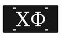 Chi Phi Greek Letters Car Tag 12x6 Black White License Plate