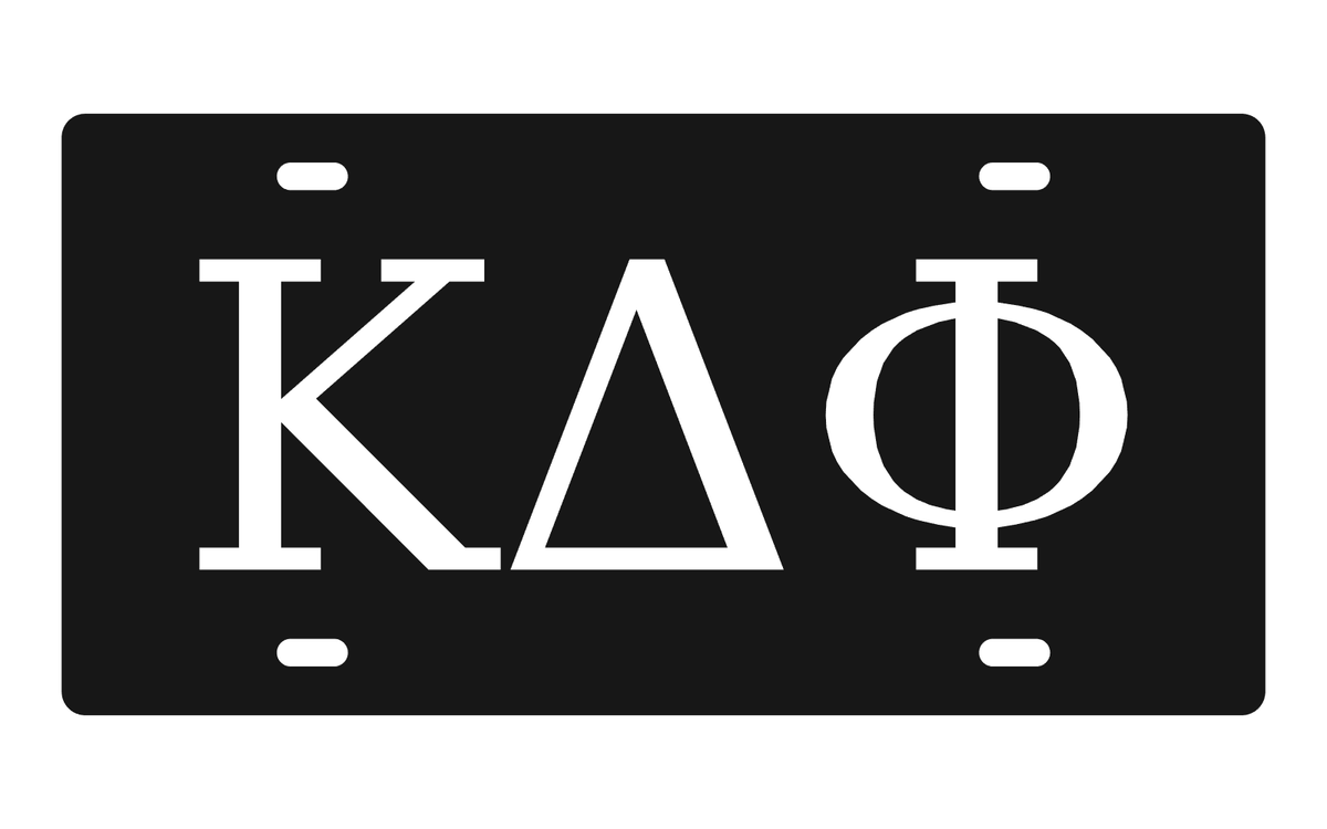 Kappa Delta Phi Greek Letters Car Tag 12x6 Black White License Plate