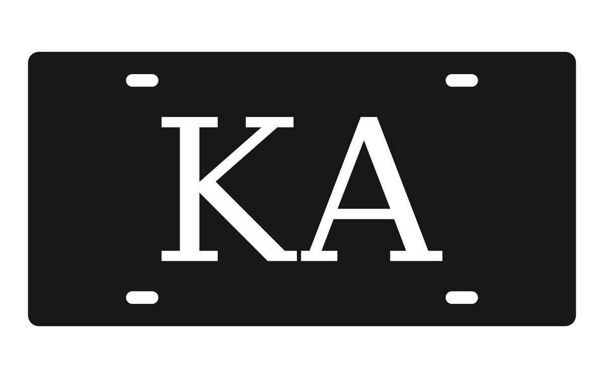 Kappa Alpha Society Greek Letters Car Tag 12x6 Black White License Plate