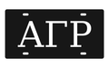 Alpha Gamma Rho Greek Letters Car Tag 12x6 Black White License Plate