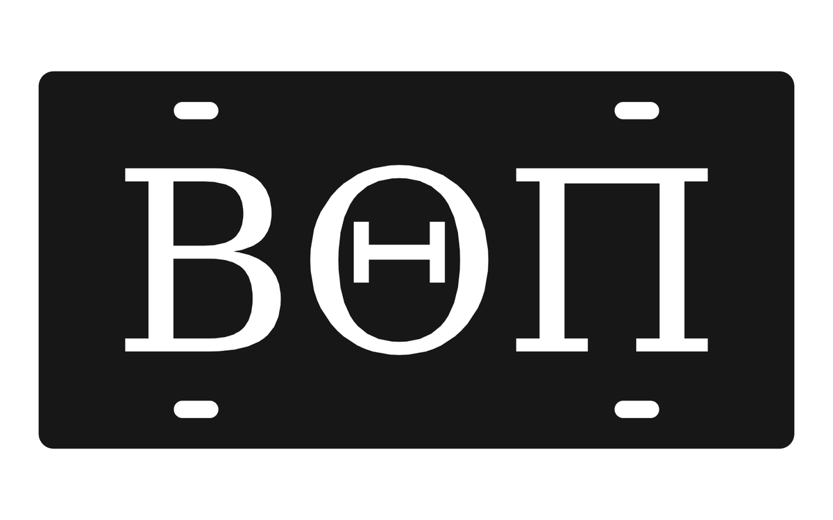 Beta Theta Pi Greek Letters Car Tag 12x6 Black White License Plate