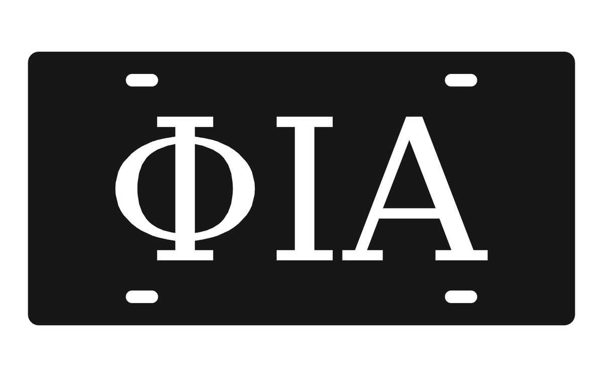 Phi Iota Alpha Greek Letters Car Tag 12x6 Black White License Plate