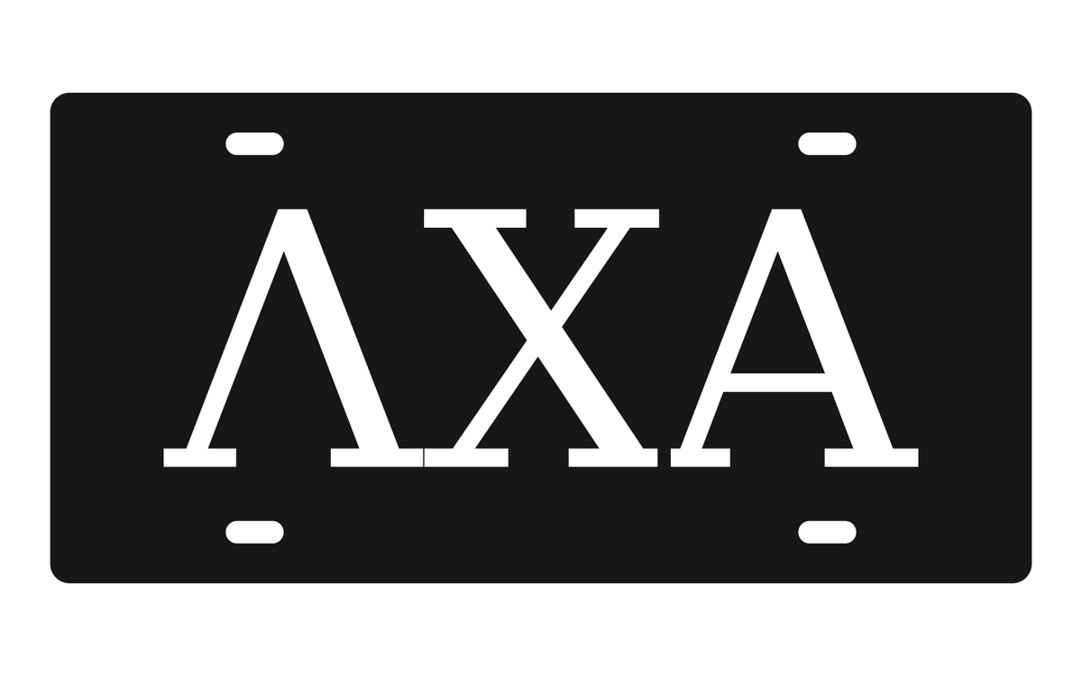 Lambda Chi Alpha Greek Letters Car Tag 12x6 Black White License Plate