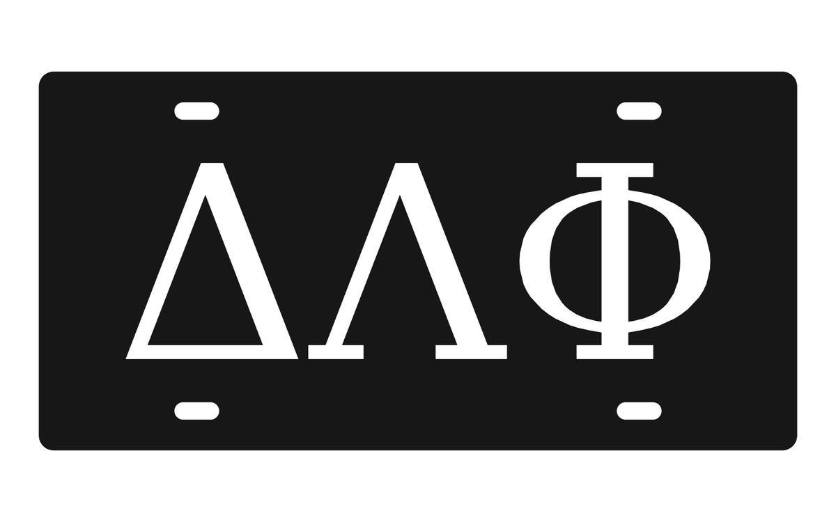 Delta Lambda Phi Greek Letters Car Tag 12x6 Black White License Plate