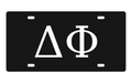 Delta Phi Greek Letters Car Tag 12x6 Black White License Plate