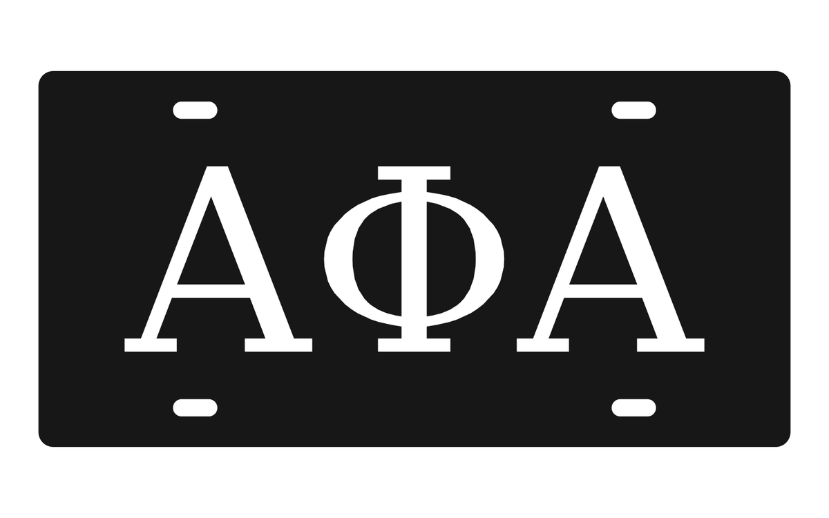 Alpha Phi Alpha Greek Letters Car Tag 12x6 Black White License Plate