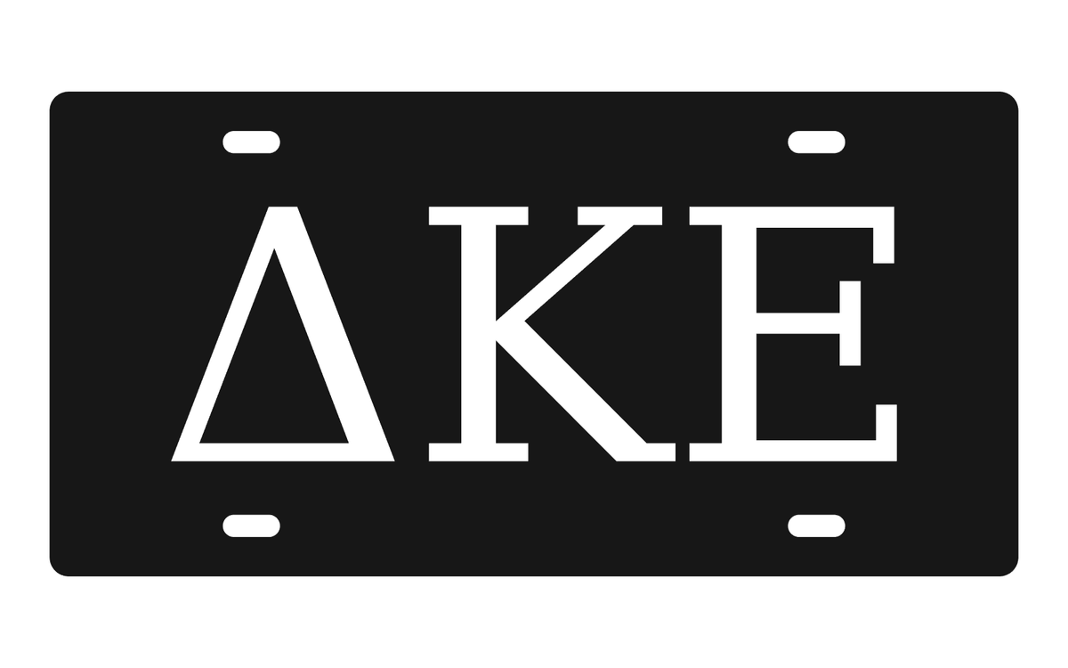 Delta Kappa Epsilon Greek Letters Car Tag 12x6 Black White License Plate