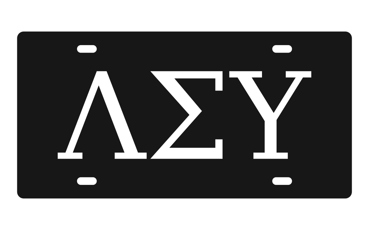 Lambda Sigma Upsilon Greek Letters Car Tag 12x6 Black White License Plate
